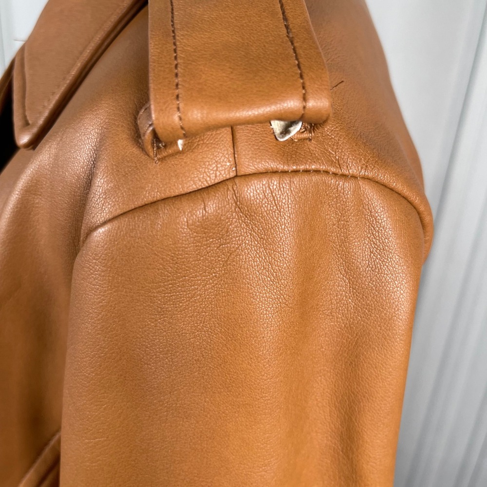 Avec Les Filles Faux Leather Camel‎ Trench Coat Jacket Medium - Picture 14 of 14
